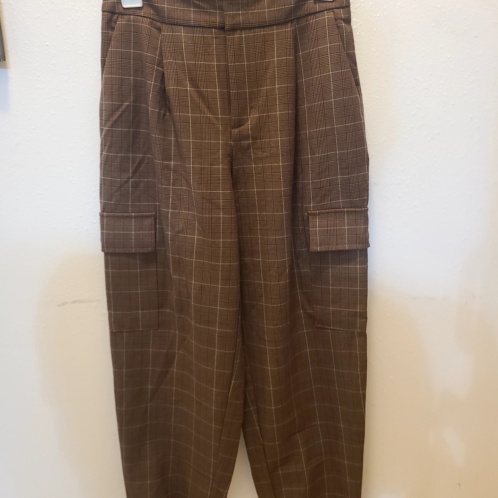 a new day Women's Brown Plaid Ankle Pants
